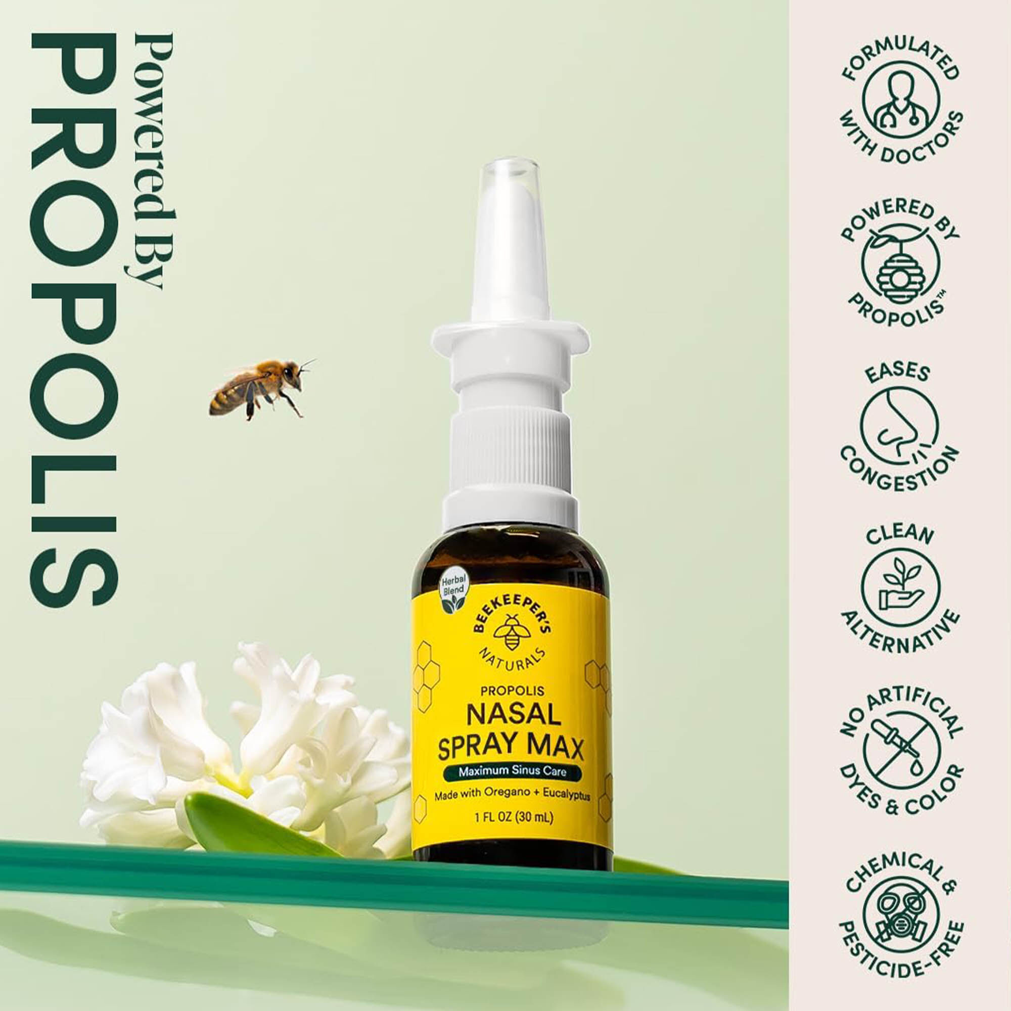 Beekeeper's Naturals Nasal Spray+ Max, 1.0 fl oz., , large