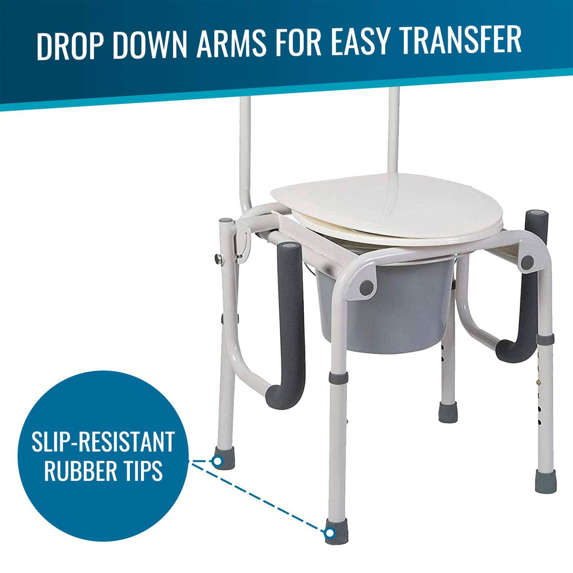 DMI® Steel Drop-Arm Bedside Commode, , large