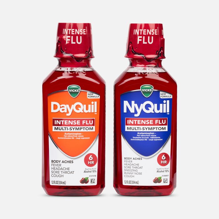 Vicks® DayQuil™ and NyQuil™ Intense Flu Multi-symptom Liquid Combo-Pack, Cherry, 12 fl oz., , large