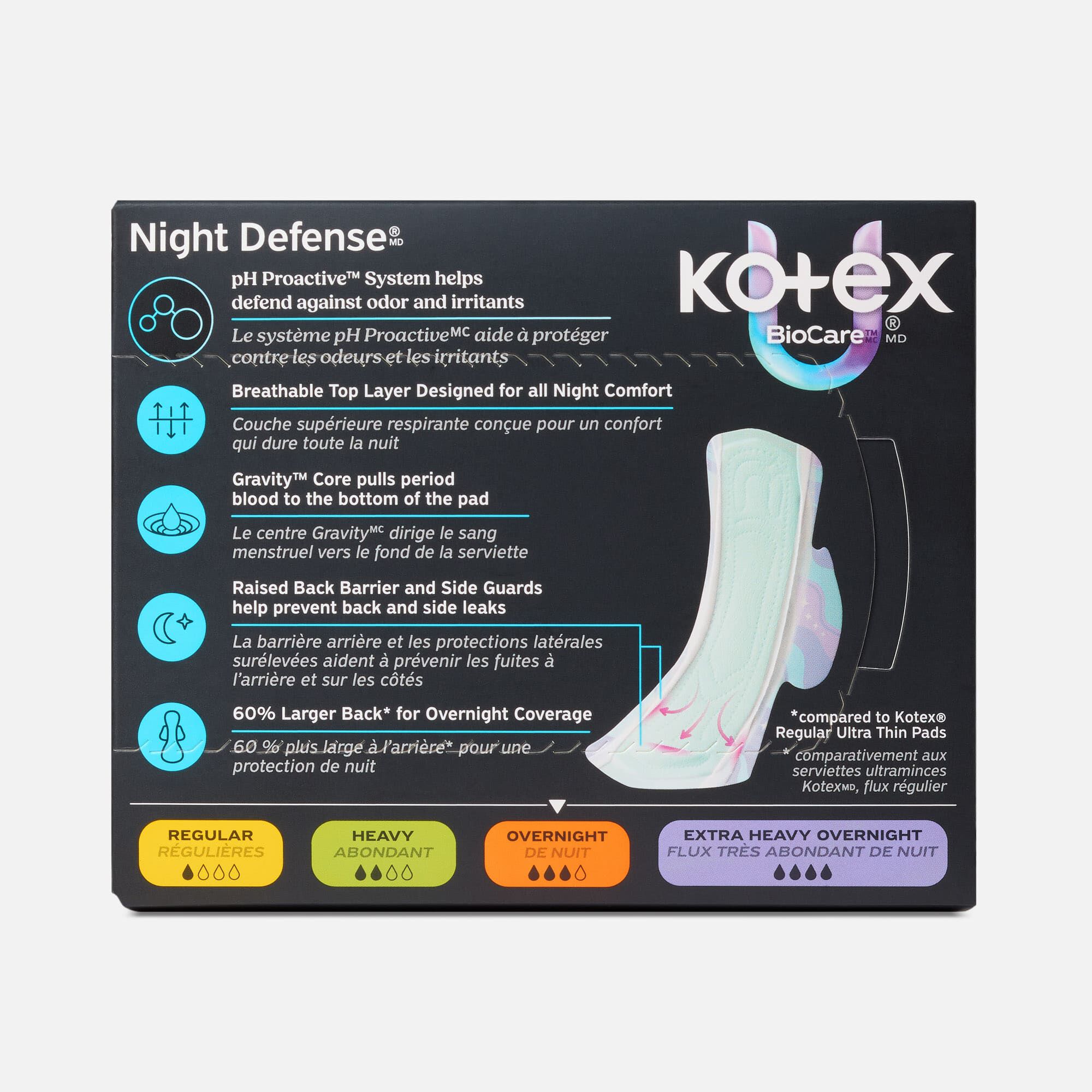 Kotex® BioCare™ Ultra Thin Overnight Pads With Wings, Heavy Absorbency, 10 ct., , large