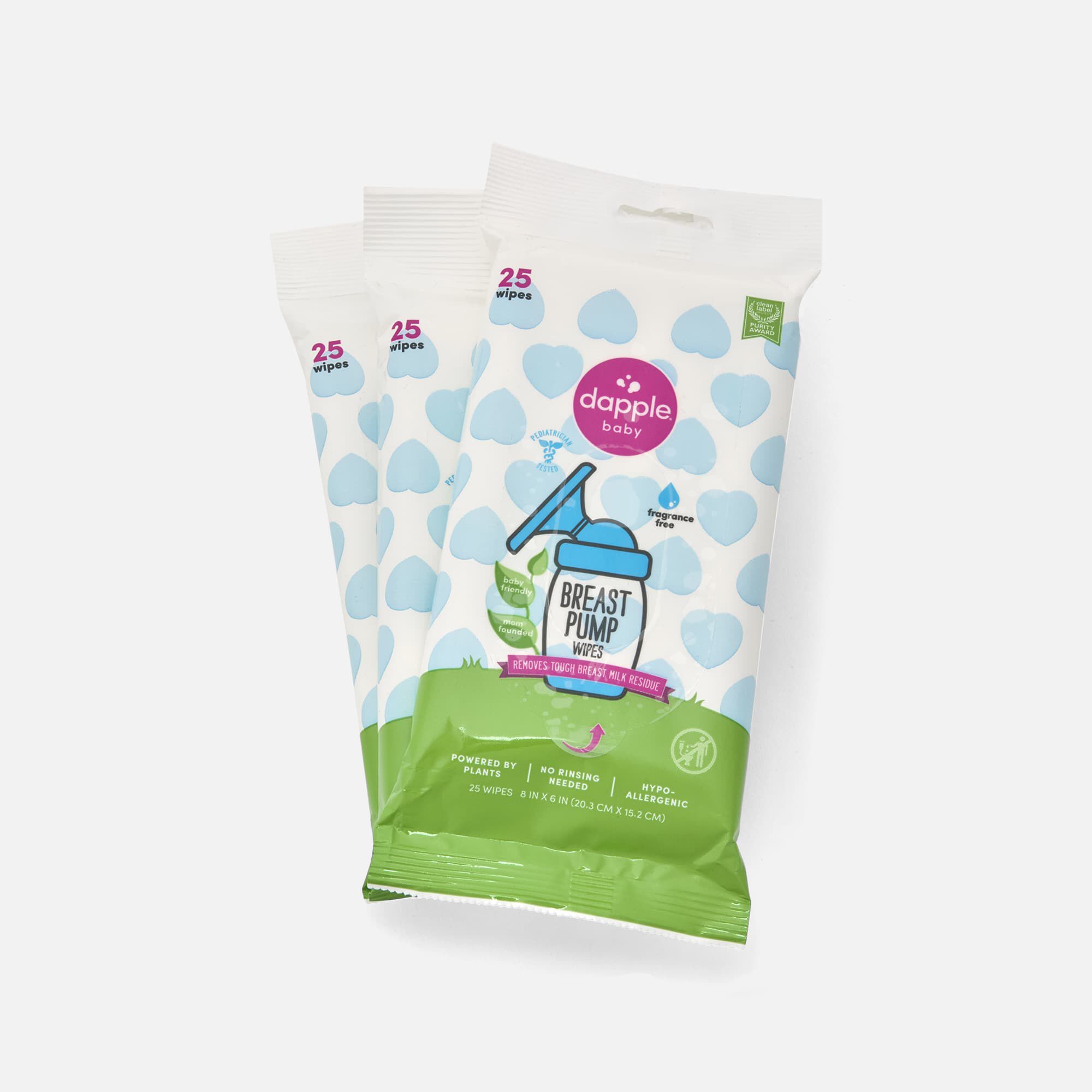 Dapple Baby Plant-Based Breast Pump Wipes, Fragrance Free, 25 ct. (3-Pack), , large