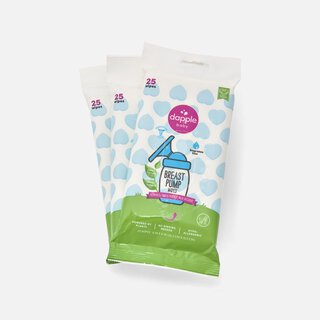 Dapple Baby Plant-Based Breast Pump Wipes, Fragrance Free, 25 ct. (3-Pack)