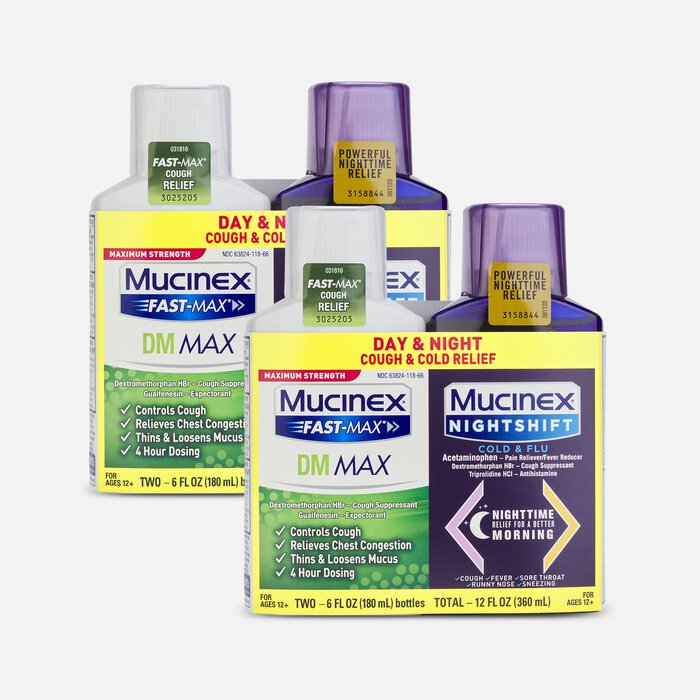 Mucinex Fast-Max DM Max & Nightshift Cold & Flu Combo Pack, 6 fl oz. (2-Pack), , large