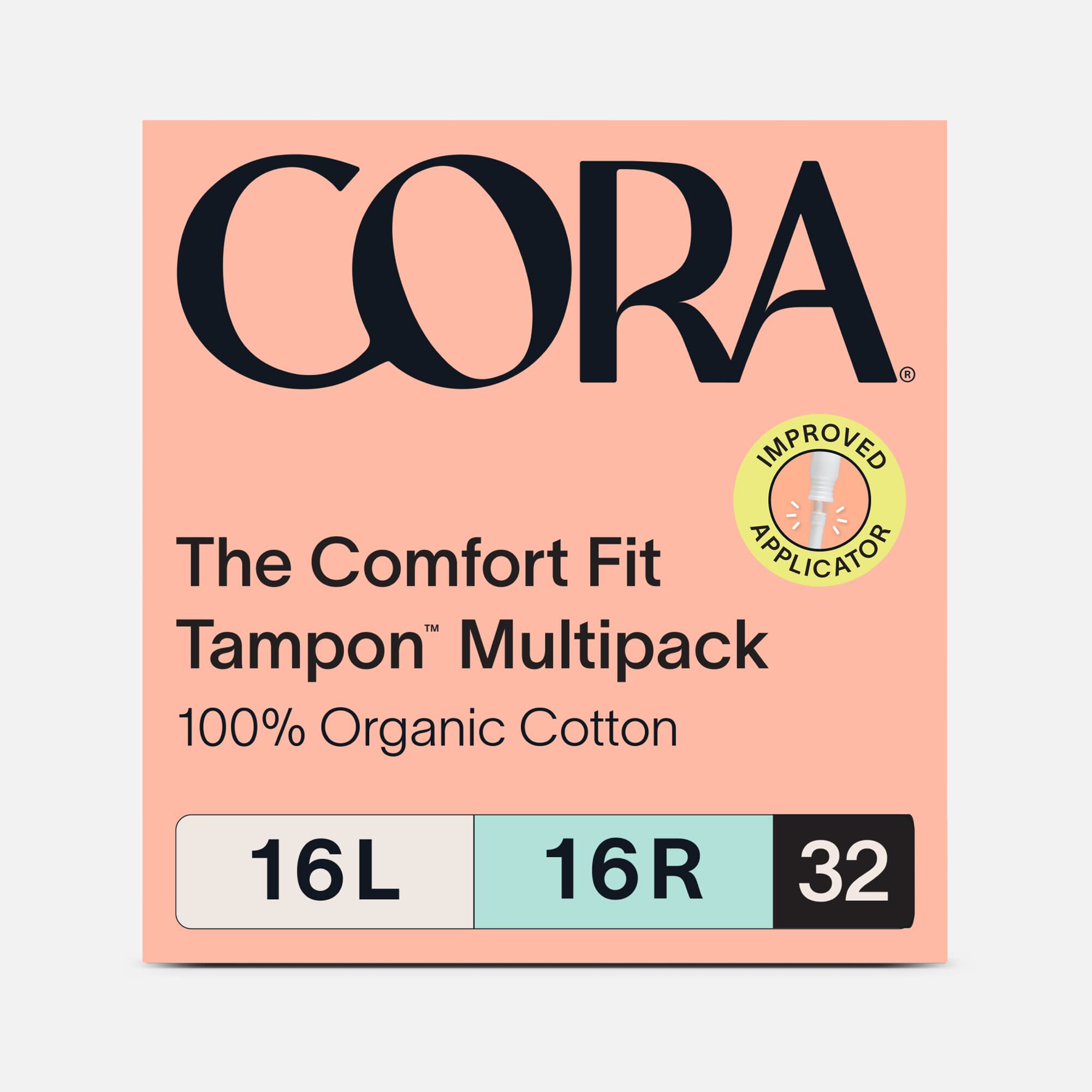 Cora Organic Cotton Applicator Tampons, Light/Regular, 32 ct.