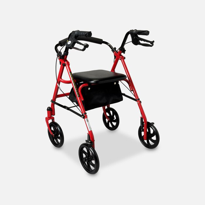 Drive Aluminum Rollator with Fold Up and Removable Back Support, 7" Casters, Red, , large