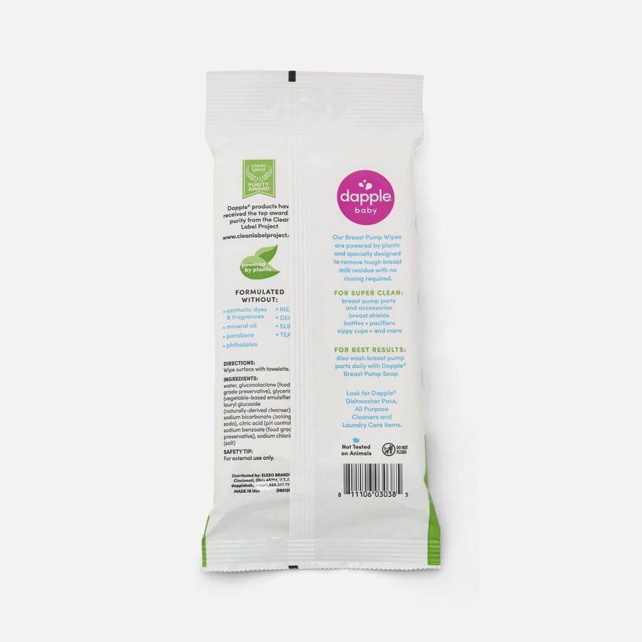 Dapple Baby Plant-Based Breast Pump Wipes, Fragrance Free, 25 ct. (3-Pack), , large image number 2