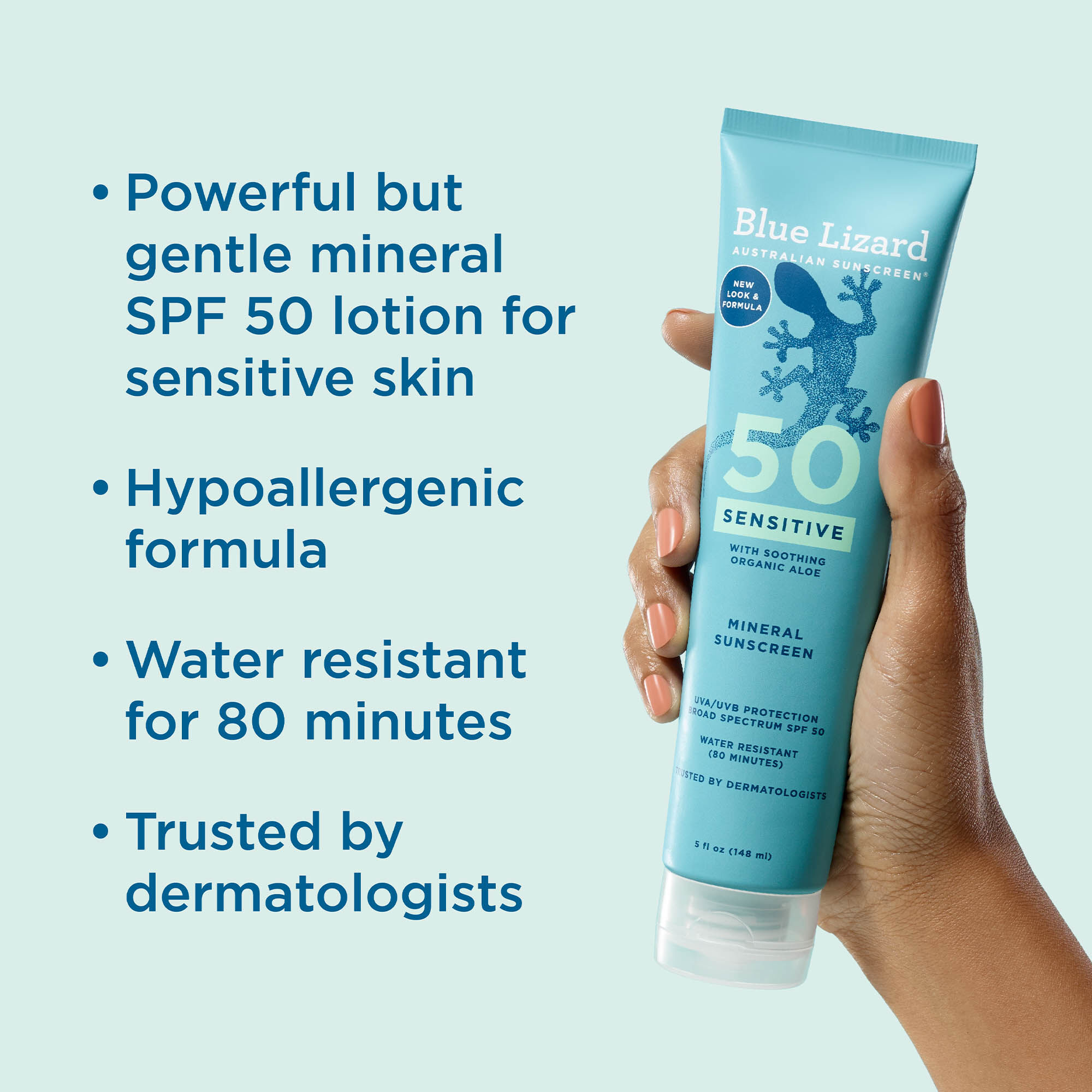 Blue Lizard Sensitive Sunscreen SPF 50 Lotion, 5 oz. tube, , large