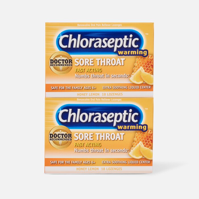 Chloraseptic, Honey Lemon, Warming Sore Throat Lozenges, 18 ct. (2-Pack), , large