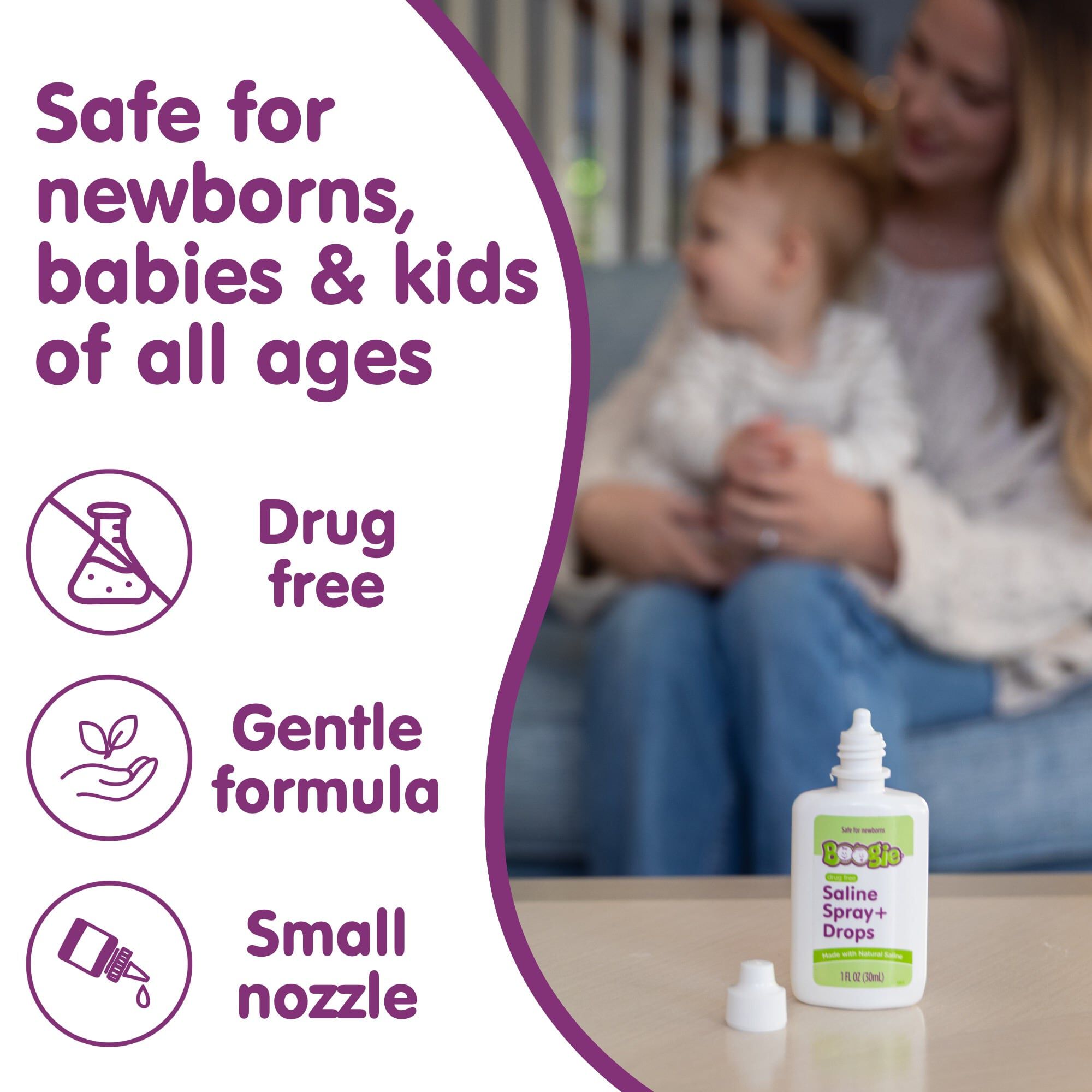 Boogie® Natural Saline Spray + Drops, Unscented, 1 fl. oz., , large