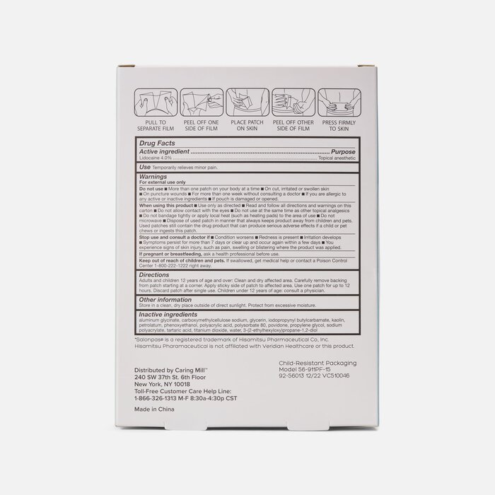 Caring Mill™ Maximum Strength Lidocaine Pain Relief Patches, 15 ct., , large