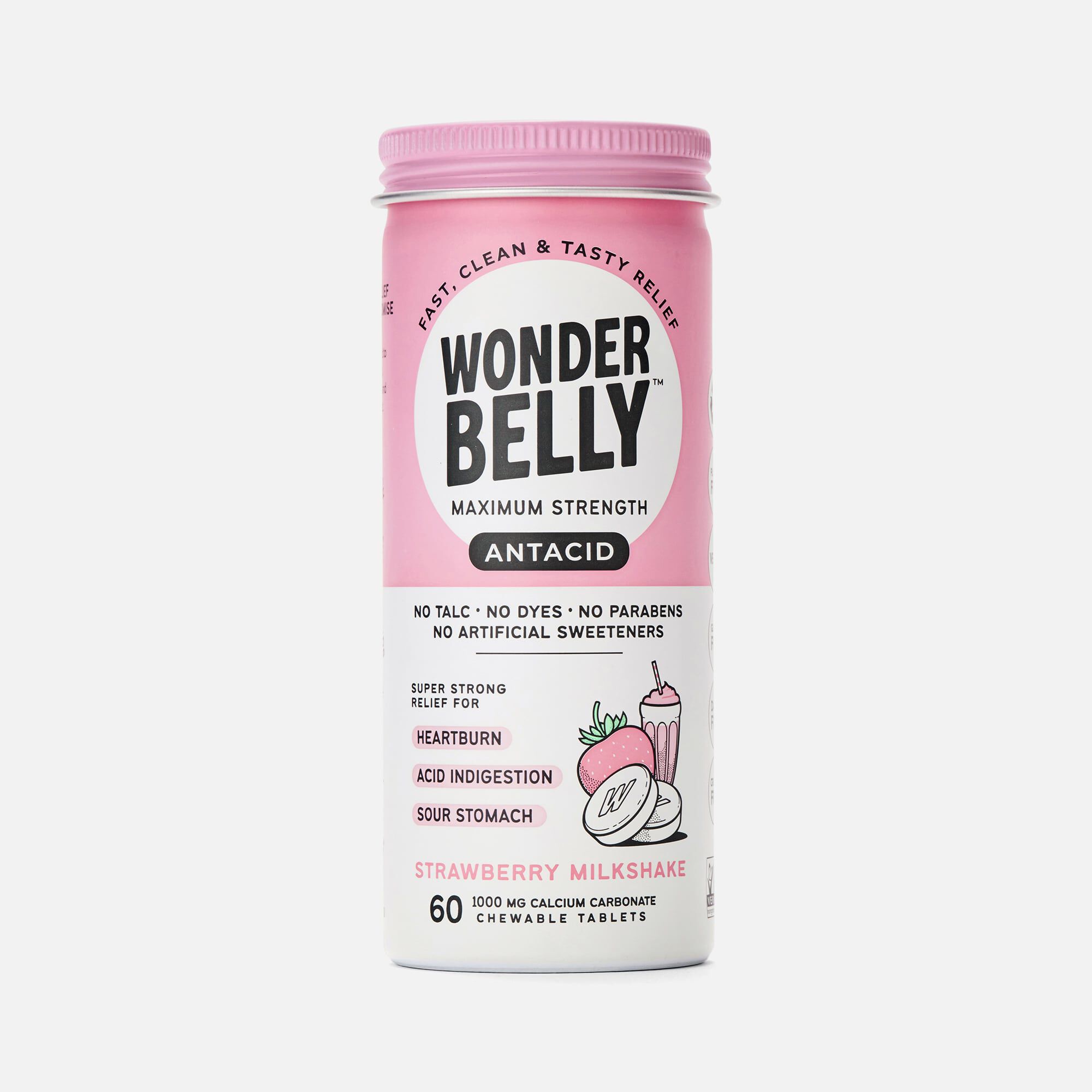 Wonderbelly Antacids, Strawberry Milkshake, 60 ct, , large