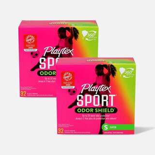 Playtex Sport Odor Shield Super Tampons, 32 ct. (2-Pack)