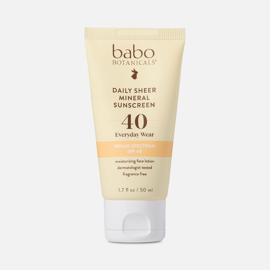 Babo Botanicals Daily Sheer Fragrance Free Facial Sunscreen SPF 40, 1.7 oz., , large image number 0