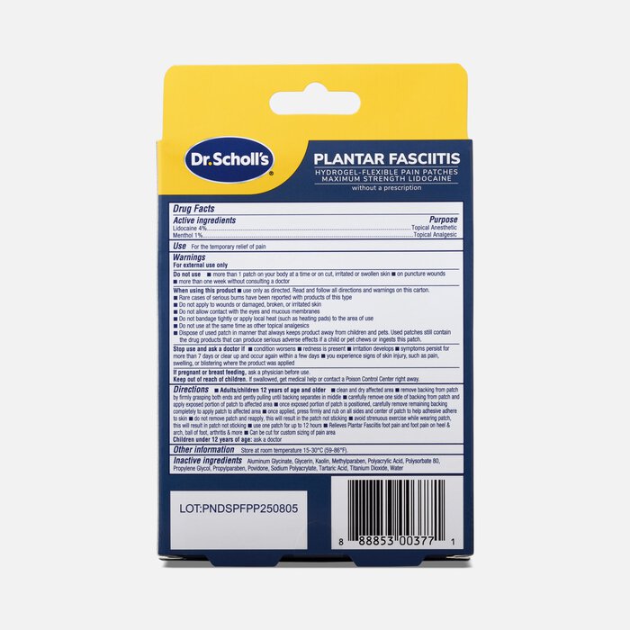 Dr. Scholl's Plantar Fasciitis Hydrogel Pain Patches, 8 ct., , large