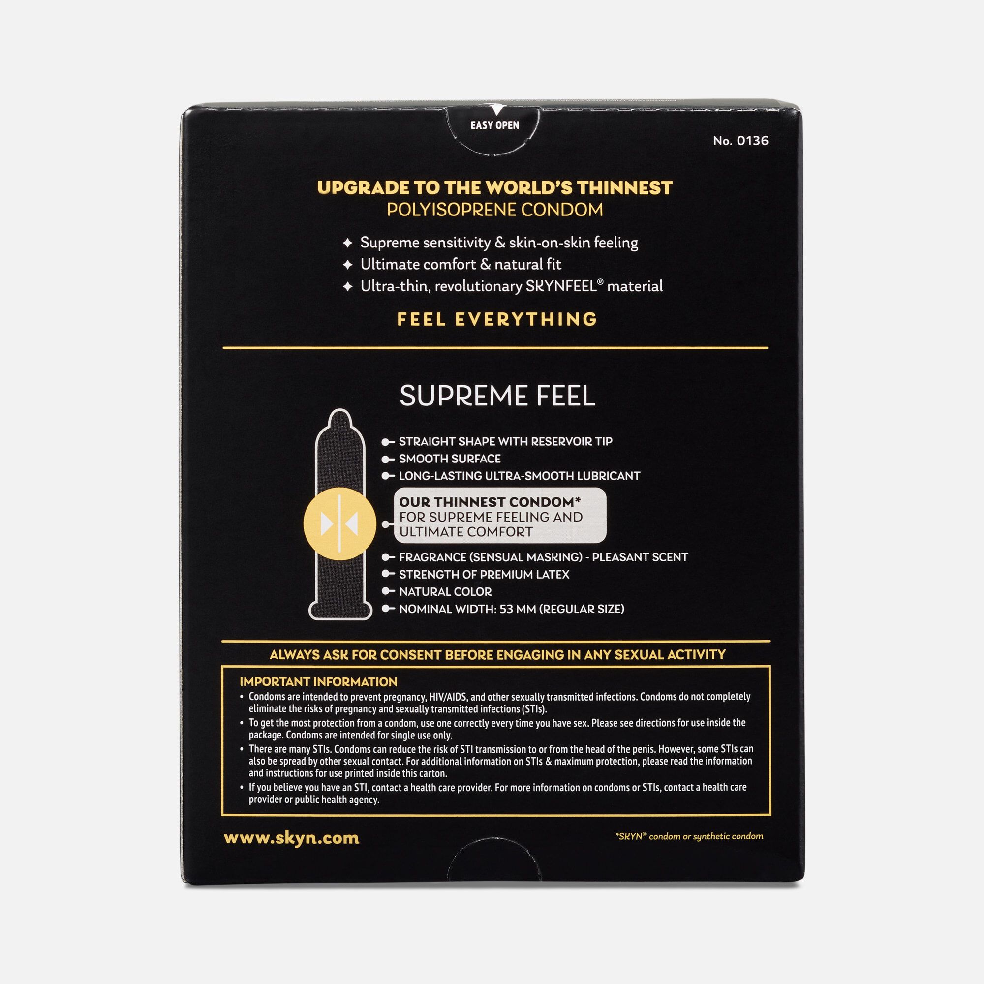 SKYN Supreme Feel, Non-Latex Lubricated Condoms, 30 ct., , large