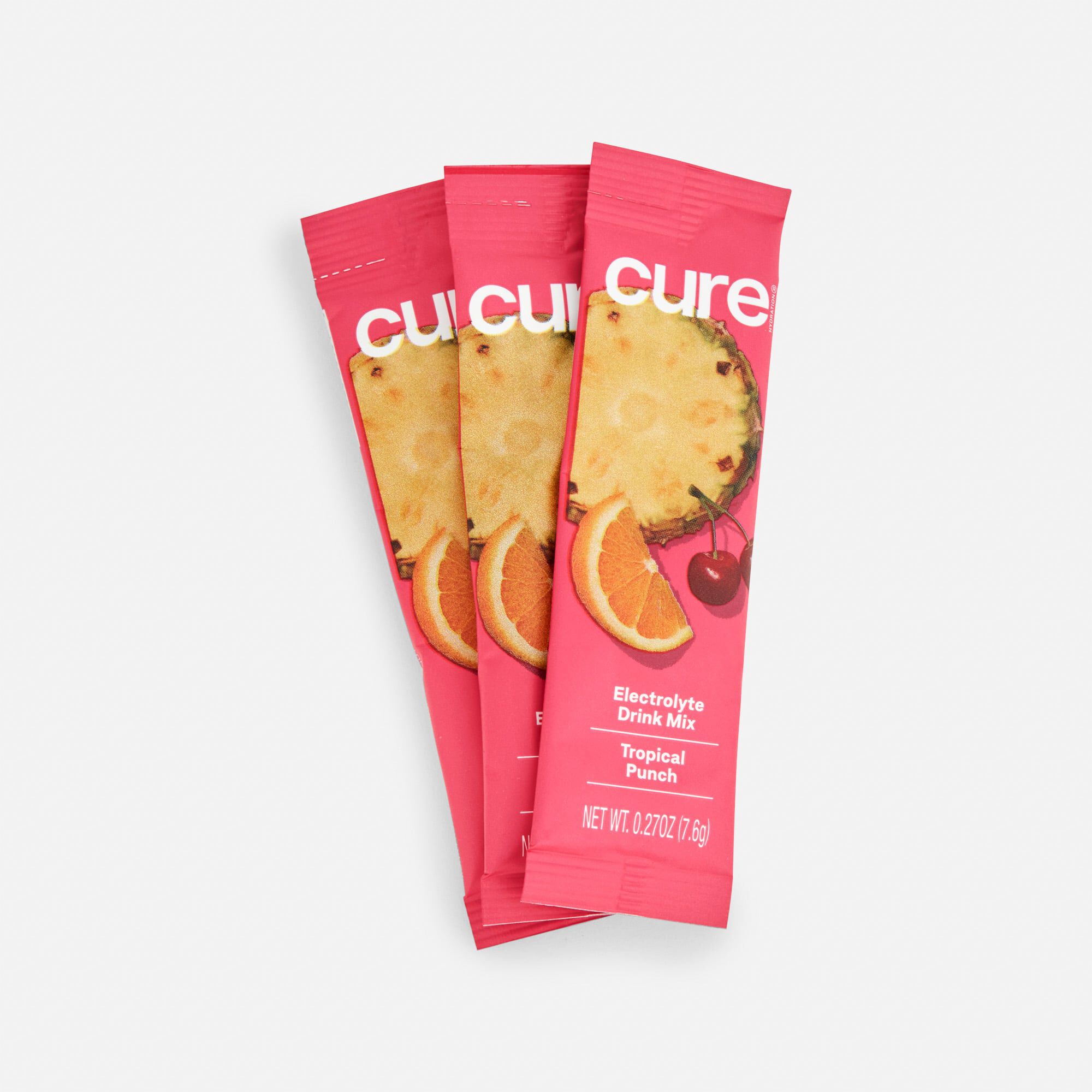 Cure Hydrating Electrolyte Drink Mix Pouches, Tropical Punch, 14 ct. (2-Pack), , large