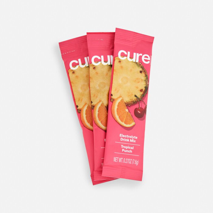 Cure Hydrating Electrolyte Drink Mix Pouches, Tropical Punch, 14 ct. (2-Pack), , large