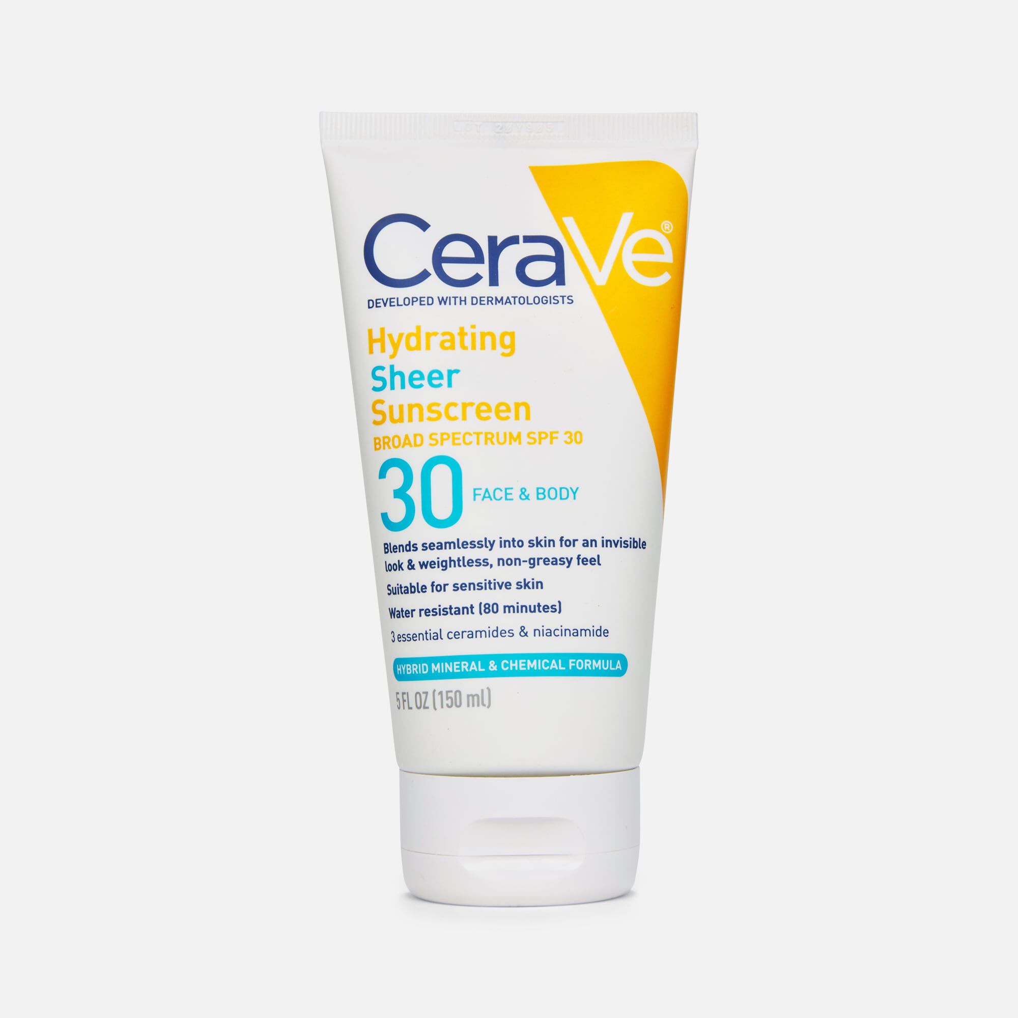 CeraVe Hydrating Sheer Face & Body Sunscreen Lotion, SPF 30, 5 fl oz., , large