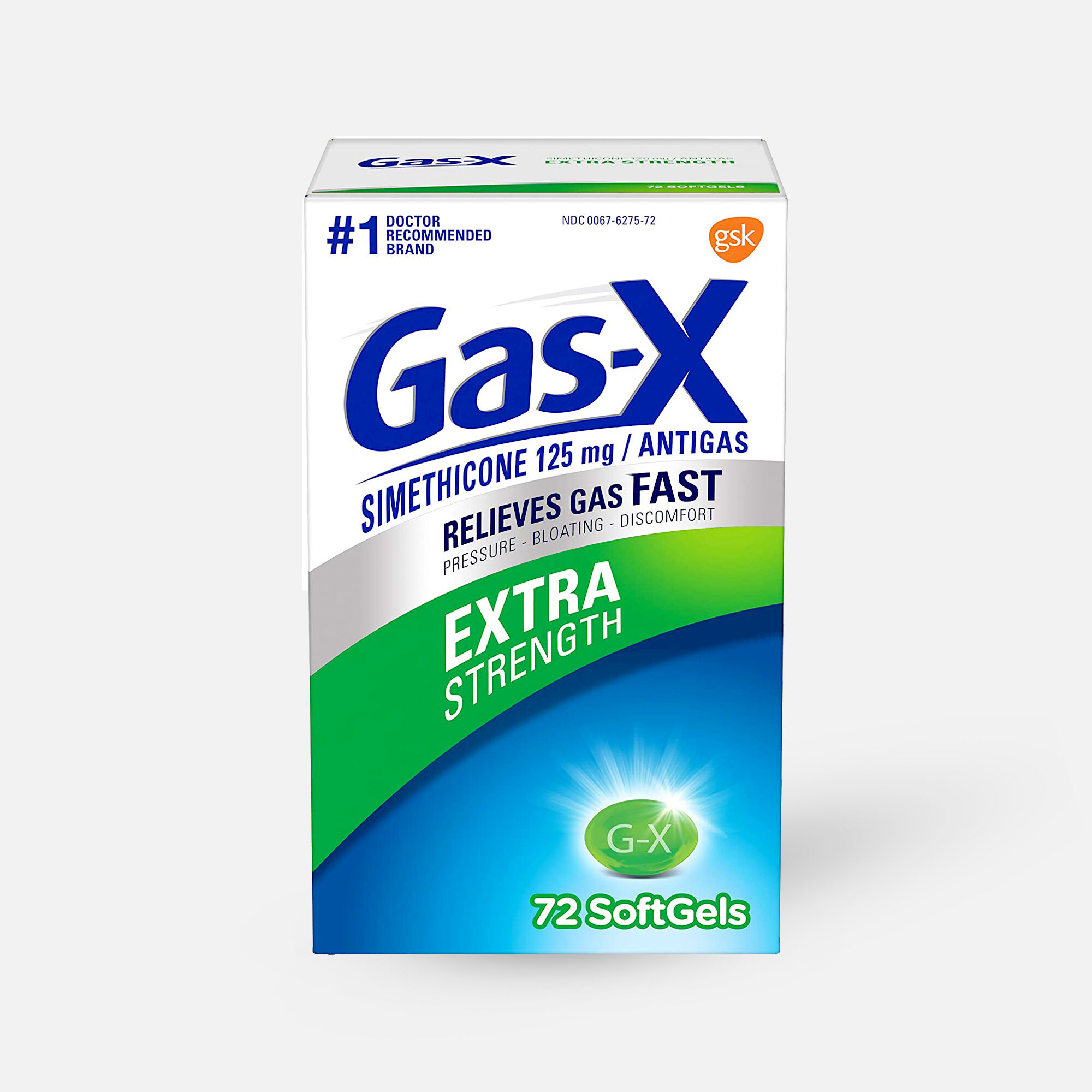 Gas-X Extra Strength Softgel, 125 mg, For Fast Relief From Gas, Bloating & Discomfort, 72 ct., , large