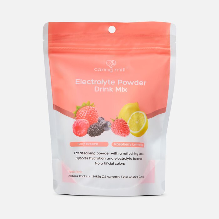 Caring Mill™ Electrolyte Powder, Berry Breeze and Raspberry Lemonade Flavor Variety, 24 ct., , large