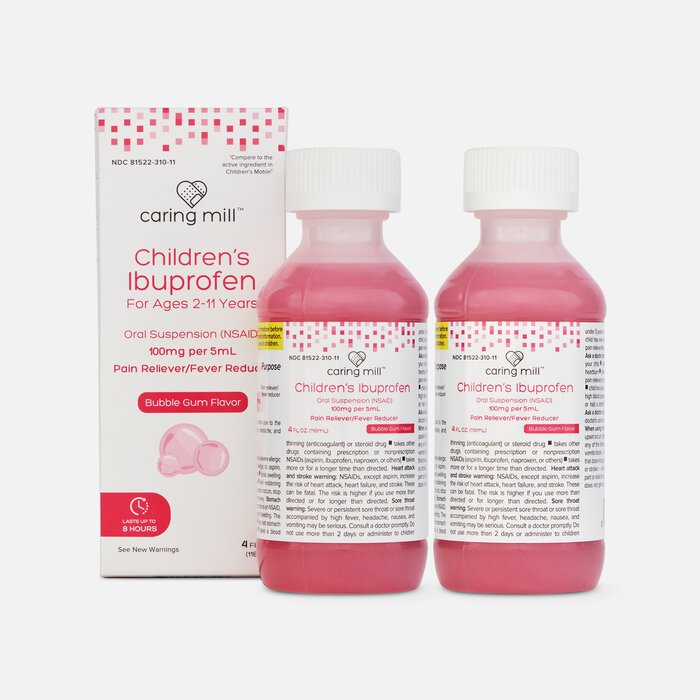 Caring Mill™ Children’s Ibuprofen Pain Reliever/Fever Reducer, Bubble Gum, 4 fl oz. (2-Pack), , large