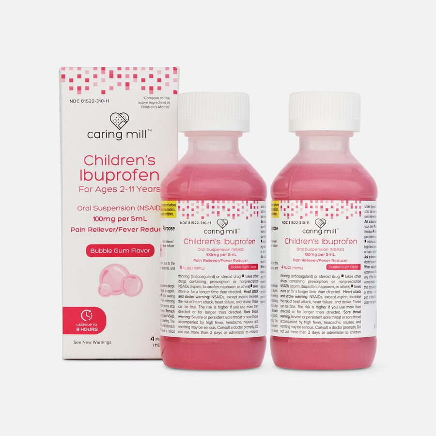 Caring Mill&trade; Children&rsquo;s Ibuprofen Pain Reliever/Fever Reducer, Bubble Gum, 4 fl oz. (2-Pack), , large image number 0