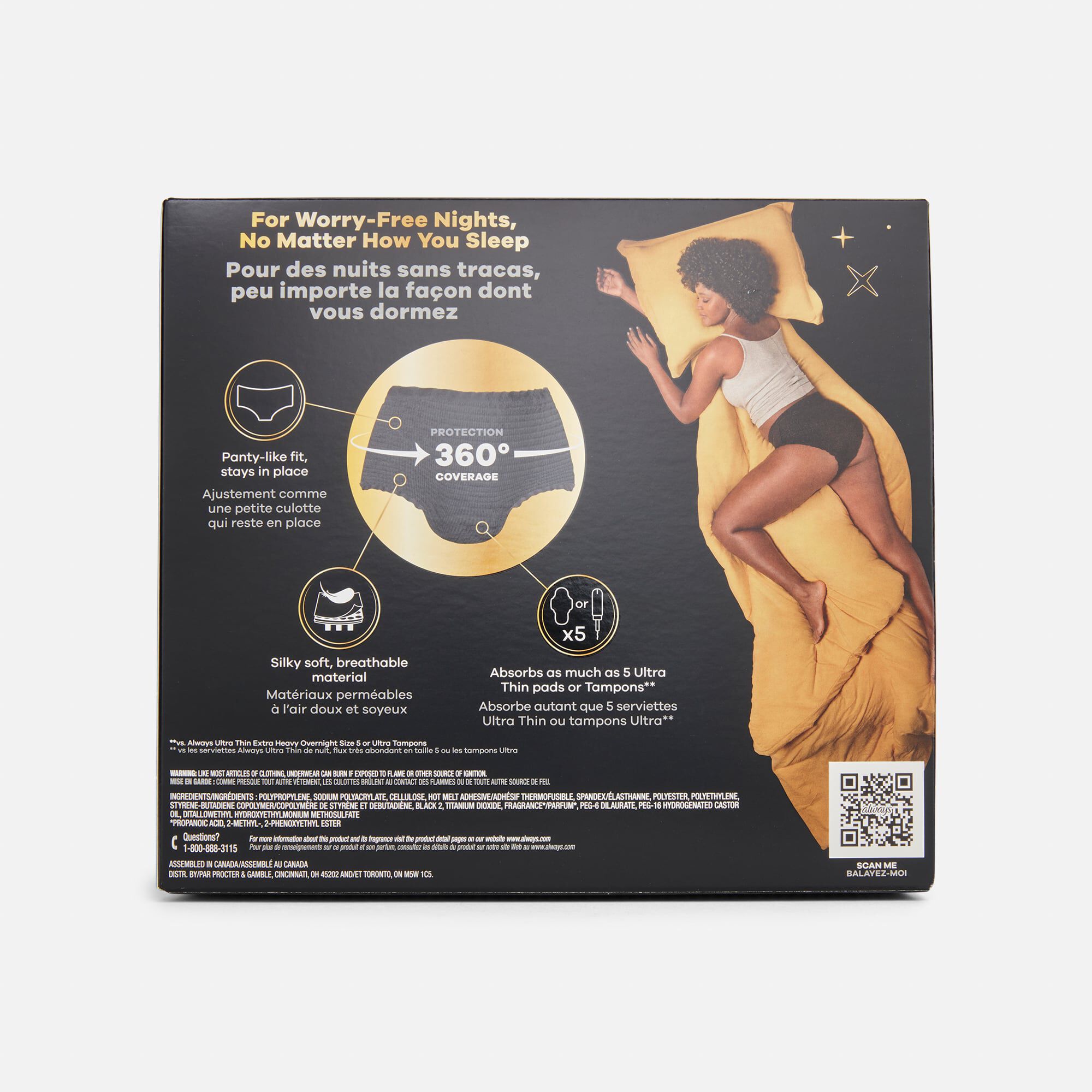 Always ZZZ Overnight Disposable Period Underwear, Large, 7 ct., , large