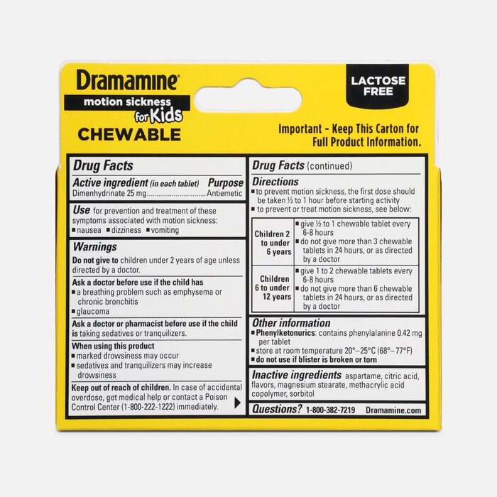 Dramamine Motion Sickness Relief for Kids, Grape Flavor, 8 ct., , large