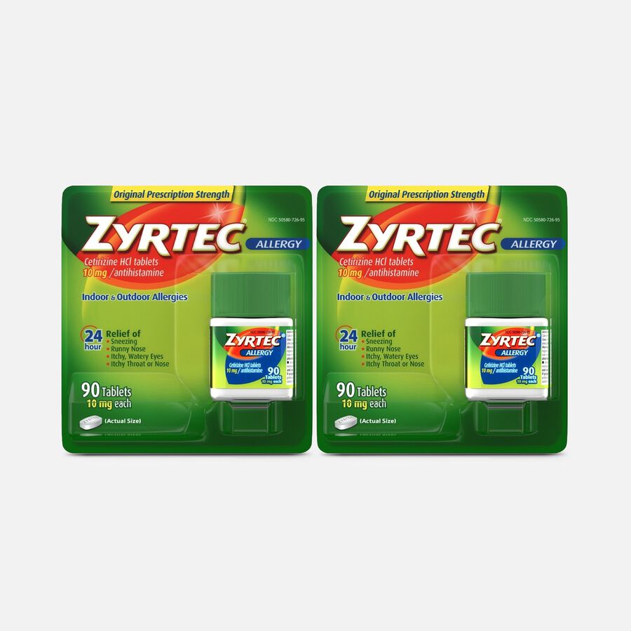 Zyrtec Indoor & Outdoor Allergy Relief Tablets, 10mg, 90 ct. (2-Pack), , large image number 0