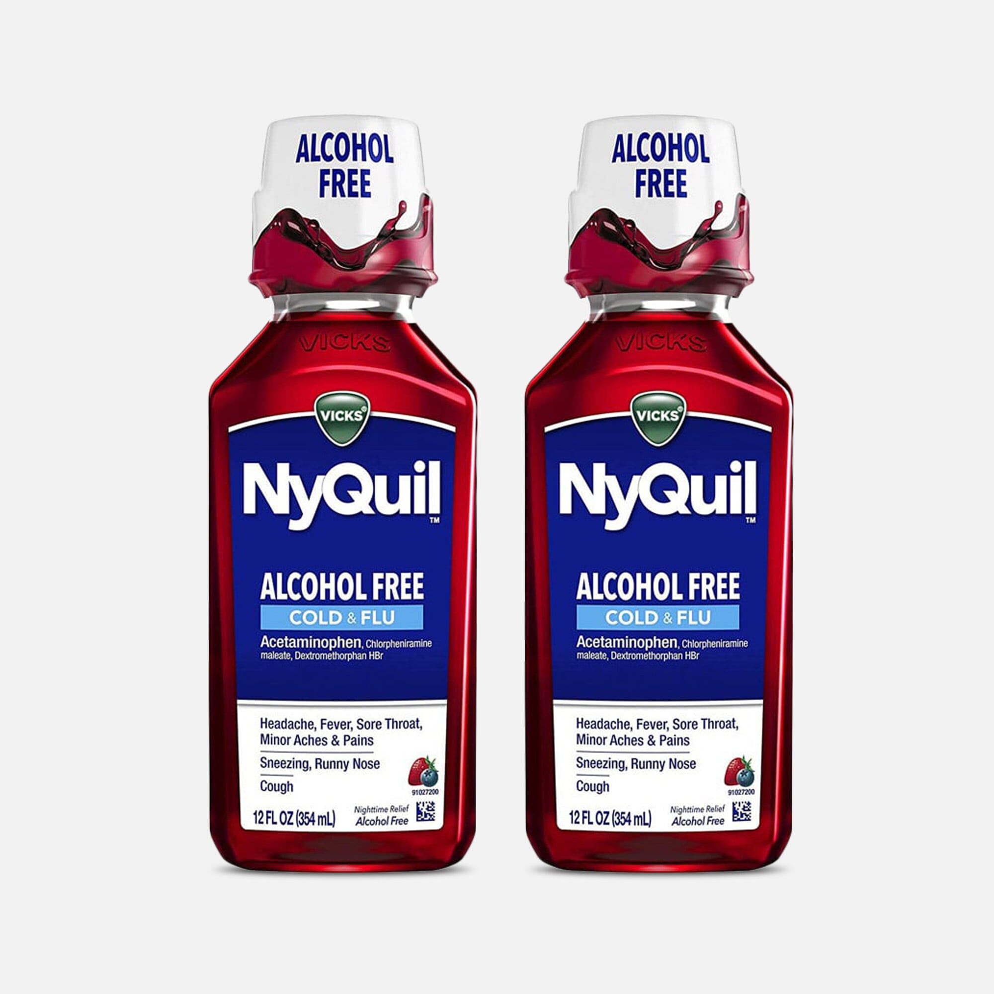 Vicks Nyquil Cold & Flu, Alcohol Free, 12 oz. (2-Pack), , large