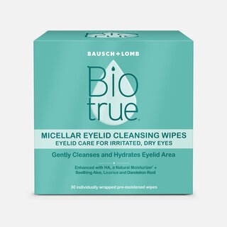 Bausch + Lomb BioTrue Micellar Eyelid Cleansing Wipes, 30 ct.