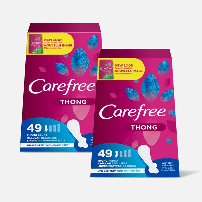 Carefree Thong Pantiliners, Unscented, 49 ct. (2-Pack), , large