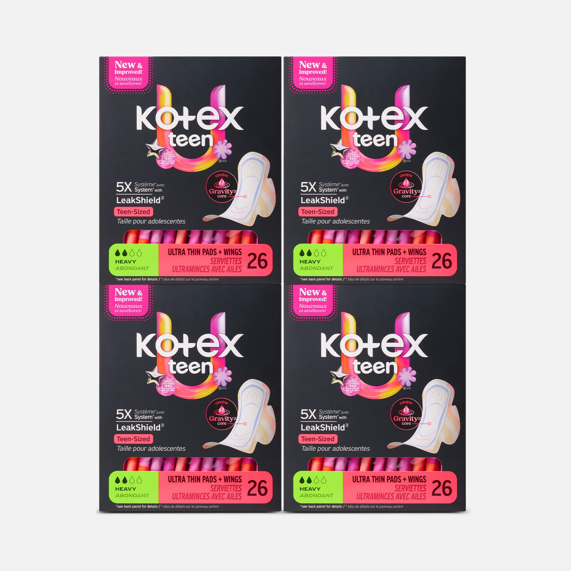 Kotex® Ultra Thin Teen Pads with Wings, Heavy Absorbency, 26 ct. (4 pack)