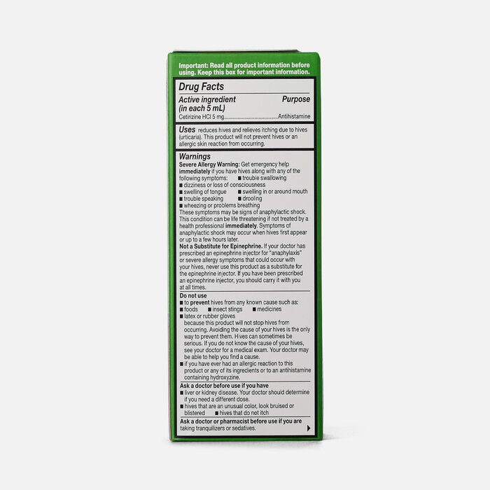 Children's Zyrtec Hives Relief Dye-Free, Sugar-Free Liquid, 4 fl oz., Grape, , large