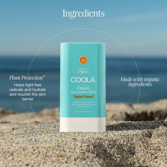 COOLA Classic Organic Sunscreen Face & Body Stick SPF 30 Tropical Coconut, , large