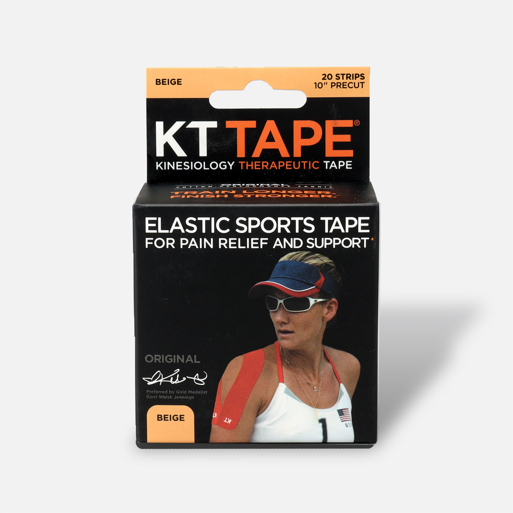 KT TAPE Original, Pre-cut, 20 Strip, Cotton, Beige, large