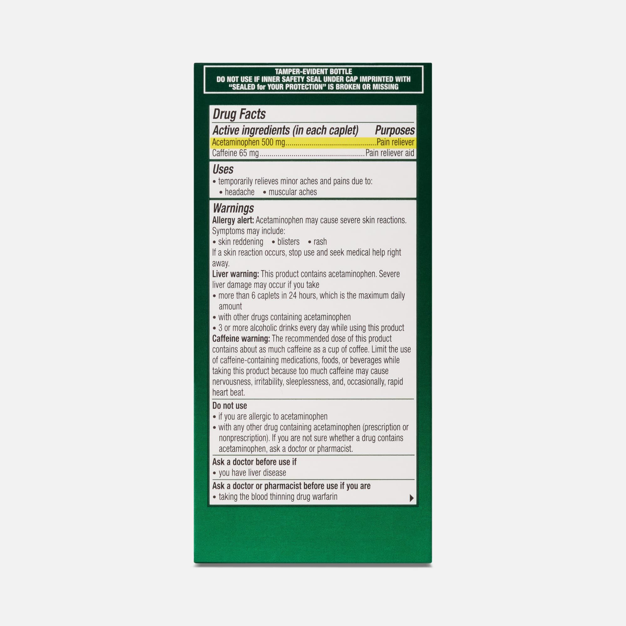 Excedrin Tension Headache Caplets, Aspirin-Free, 100 ct., , large