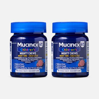 Mucinex Children's Mighty Chews Nighttime Cold & Flu, Mixed Berry, 16 ct. (2-Pack)