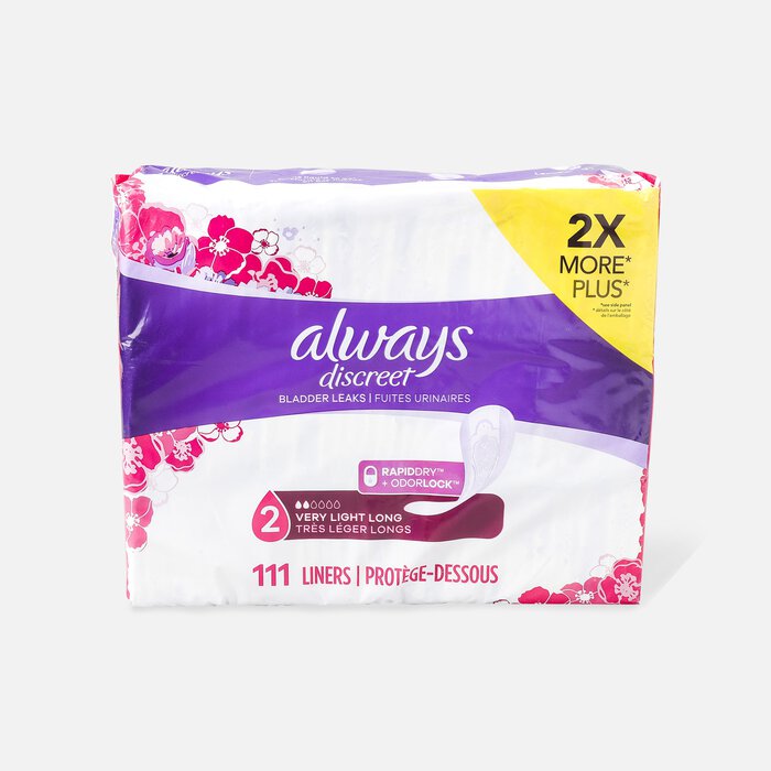 Always Discreet Boutique Incontinence Liners, Very Light Absorbency, Long Length, 111 ct., , large