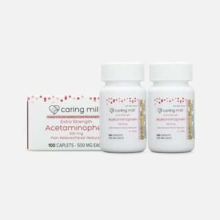 Caring Mill™ Acetaminophen Adult Pain Reliever/Fever Reducer Extra Strength Caplets, 100 ct. (2-Pack)