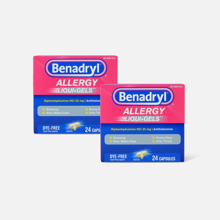 Benadryl Dye-Free Allergy Relief, Liqui-gels, 24 capsules (2-Pack), , large