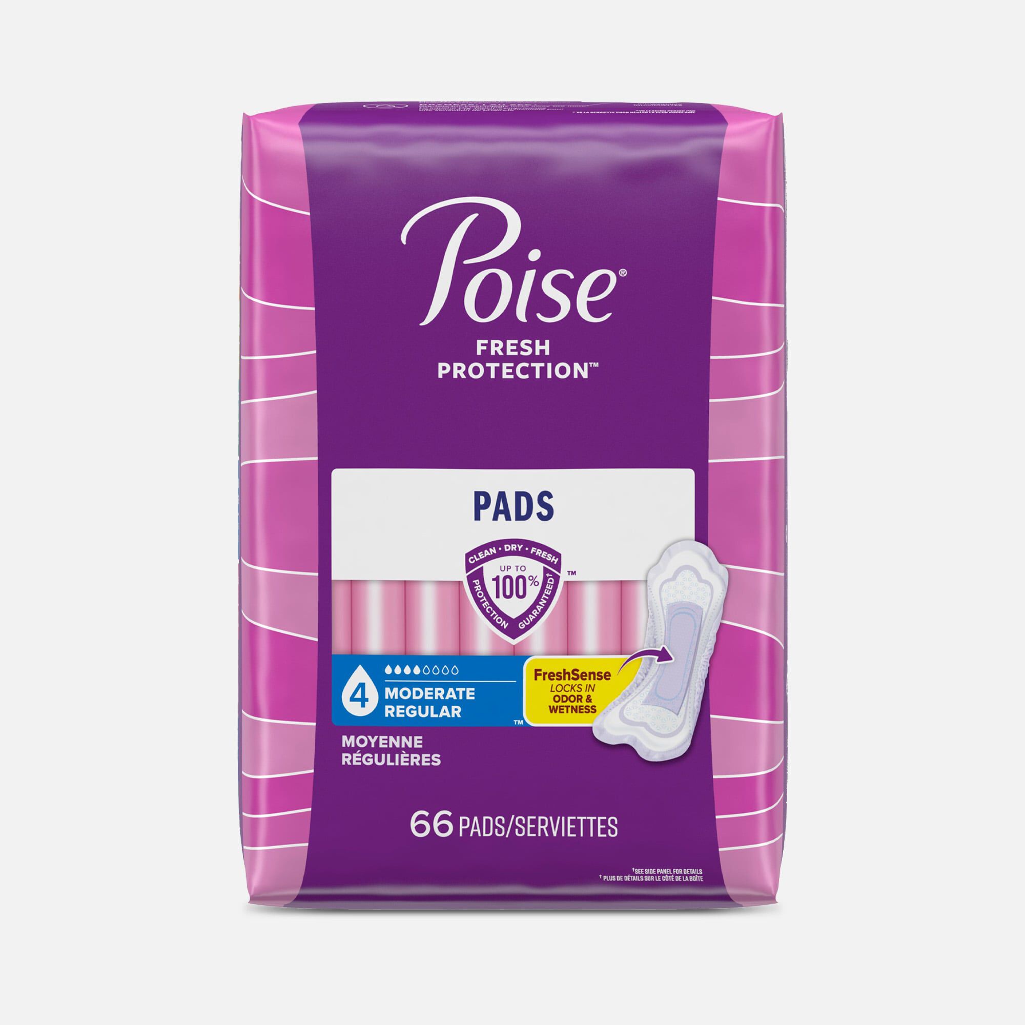 Poise Incontinence Pads, Moderate Regular, 66 ct., , large