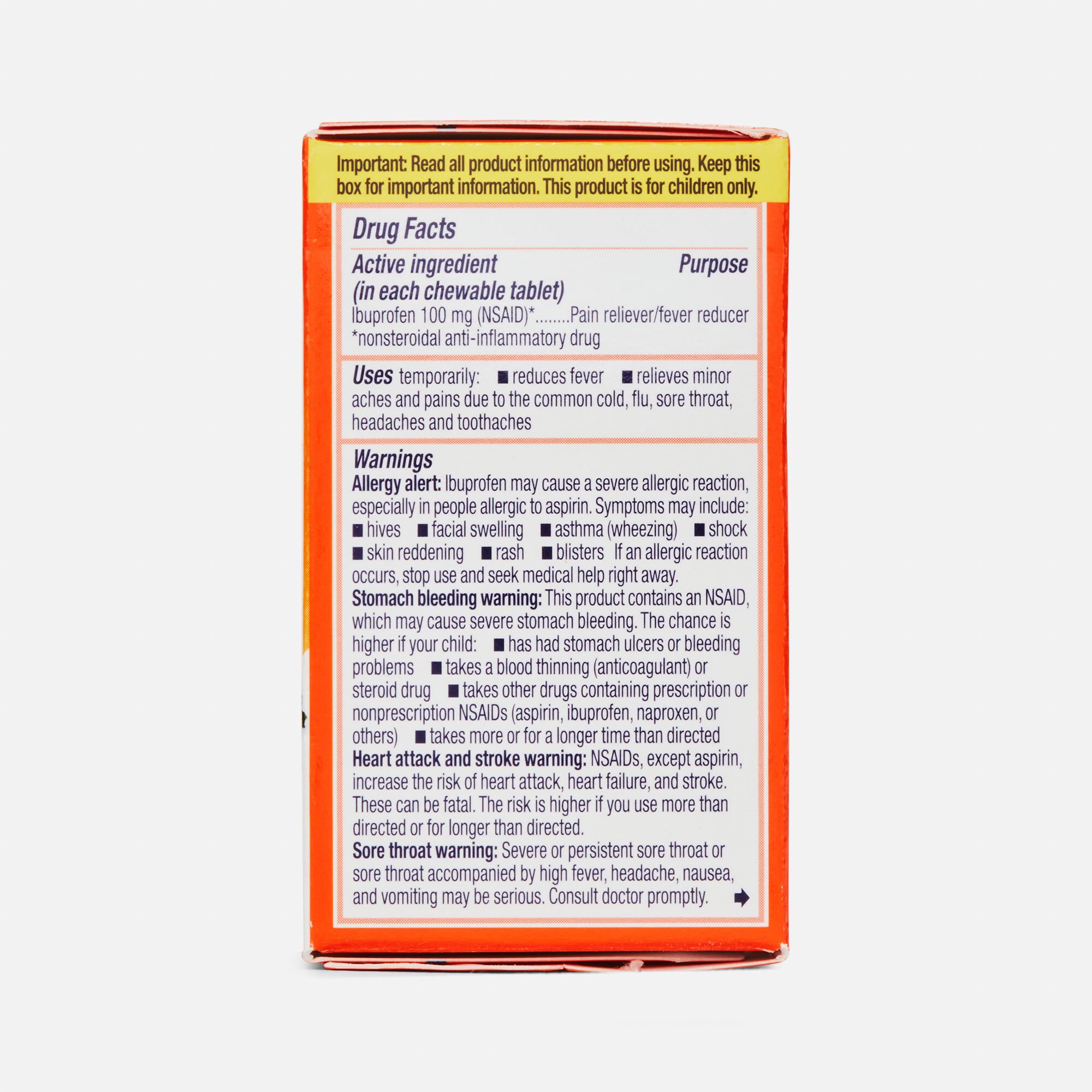 Children's Motrin Dye-Free Ibuprofen Chewable Tablets for Pain & Fever, Grape, 24 ct., , large