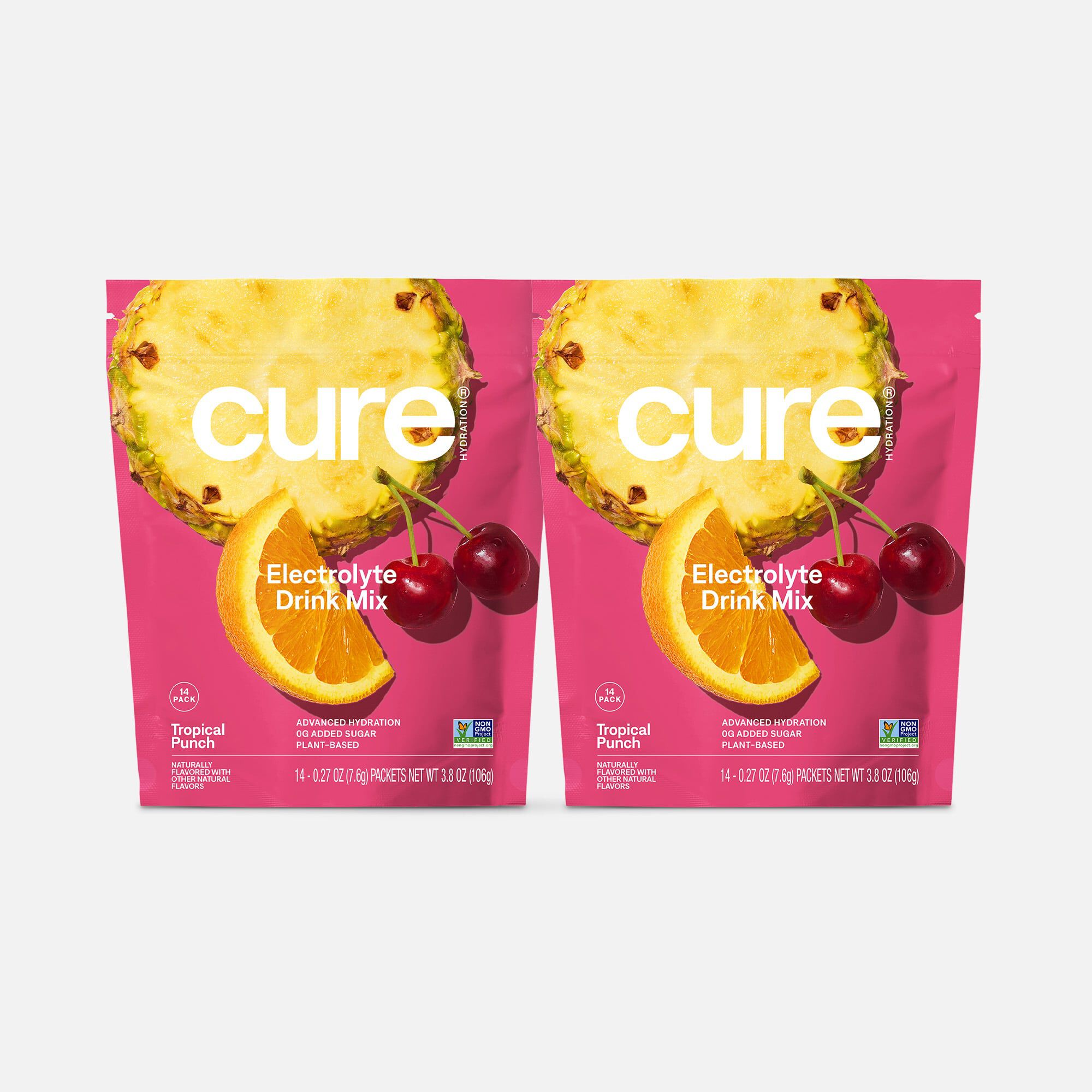 Cure Hydrating Electrolyte Drink Mix Pouches, Tropical Punch, 14 ct. (2-Pack), , large