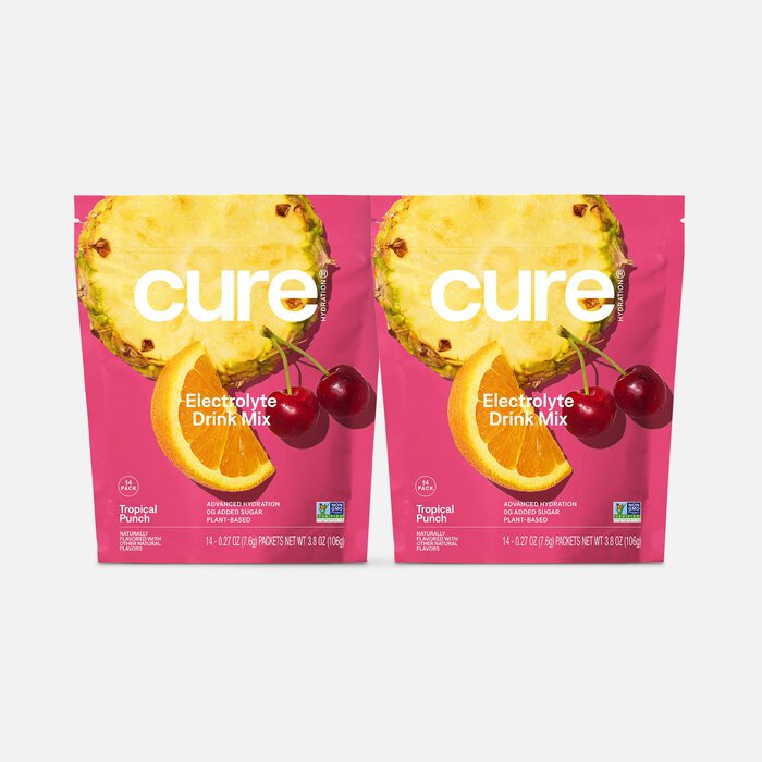 Cure Hydrating Electrolyte Drink Mix Pouches, Tropical Punch, 14 ct. (2-Pack), , large