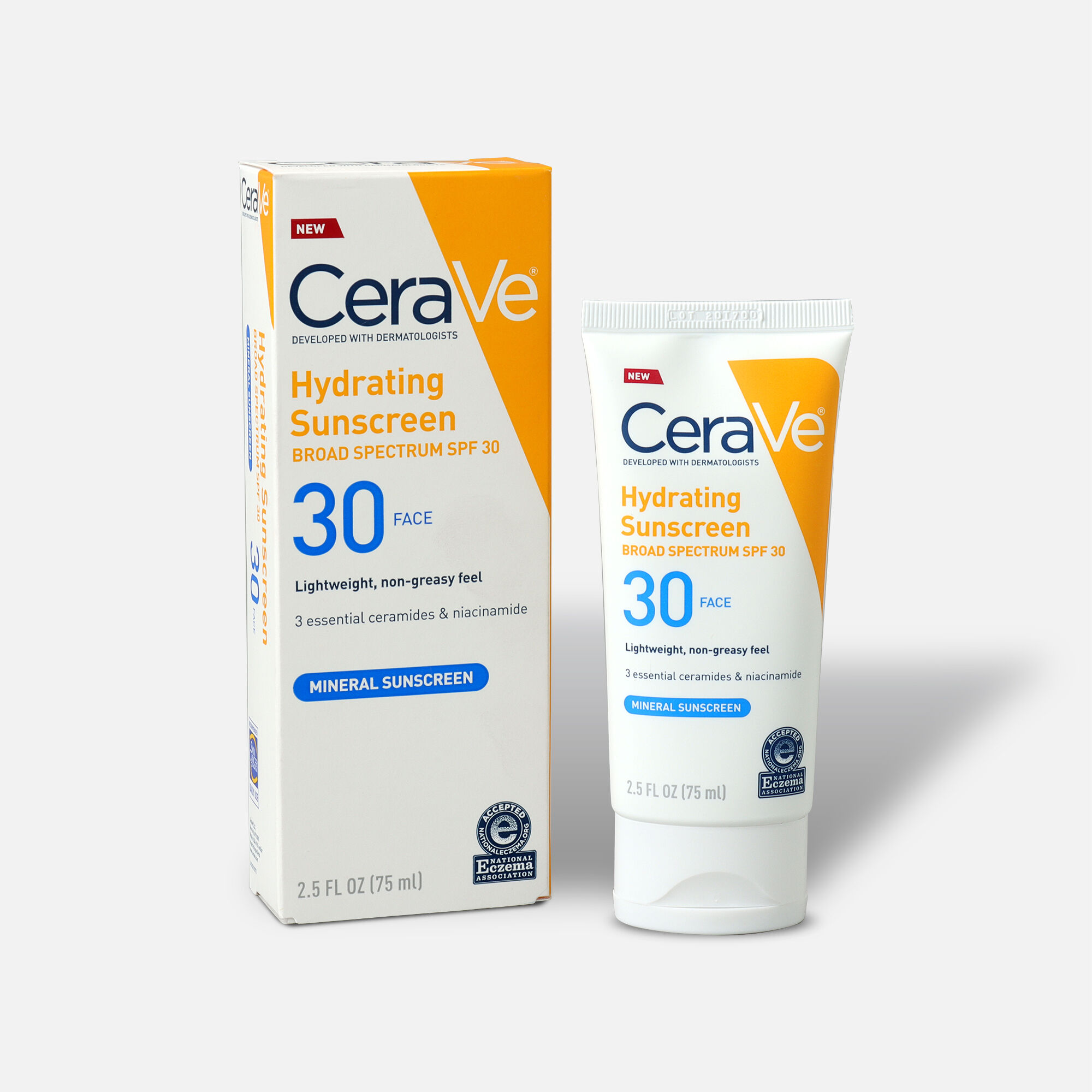 CeraVe Hydrating Mineral Face Sunscreen, 2.5 fl oz., , large