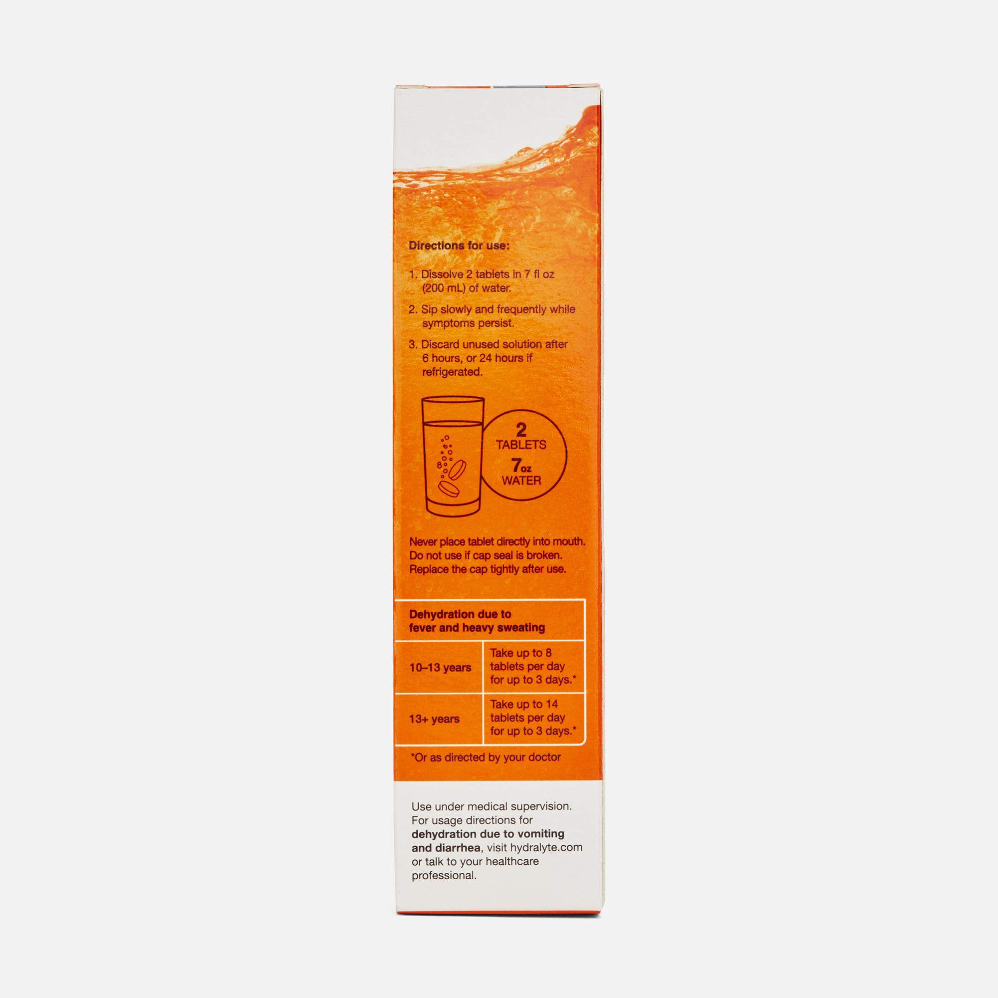 Hydralyte Effervescent Electrolyte Tablets, Orange, 20 ct. (2-Pack), , large