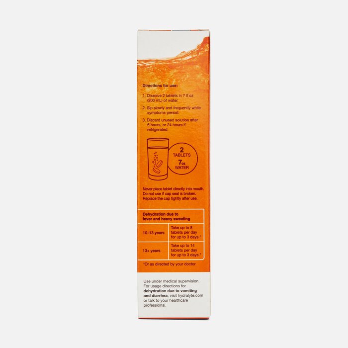 Hydralyte Effervescent Electrolyte Tablets, Orange, 20 ct. (2-Pack), , large