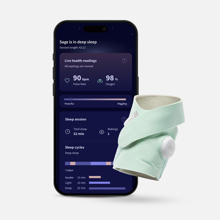 Owlet Dream Sock FDA-Cleared Smart Baby Monitor, Mint, large