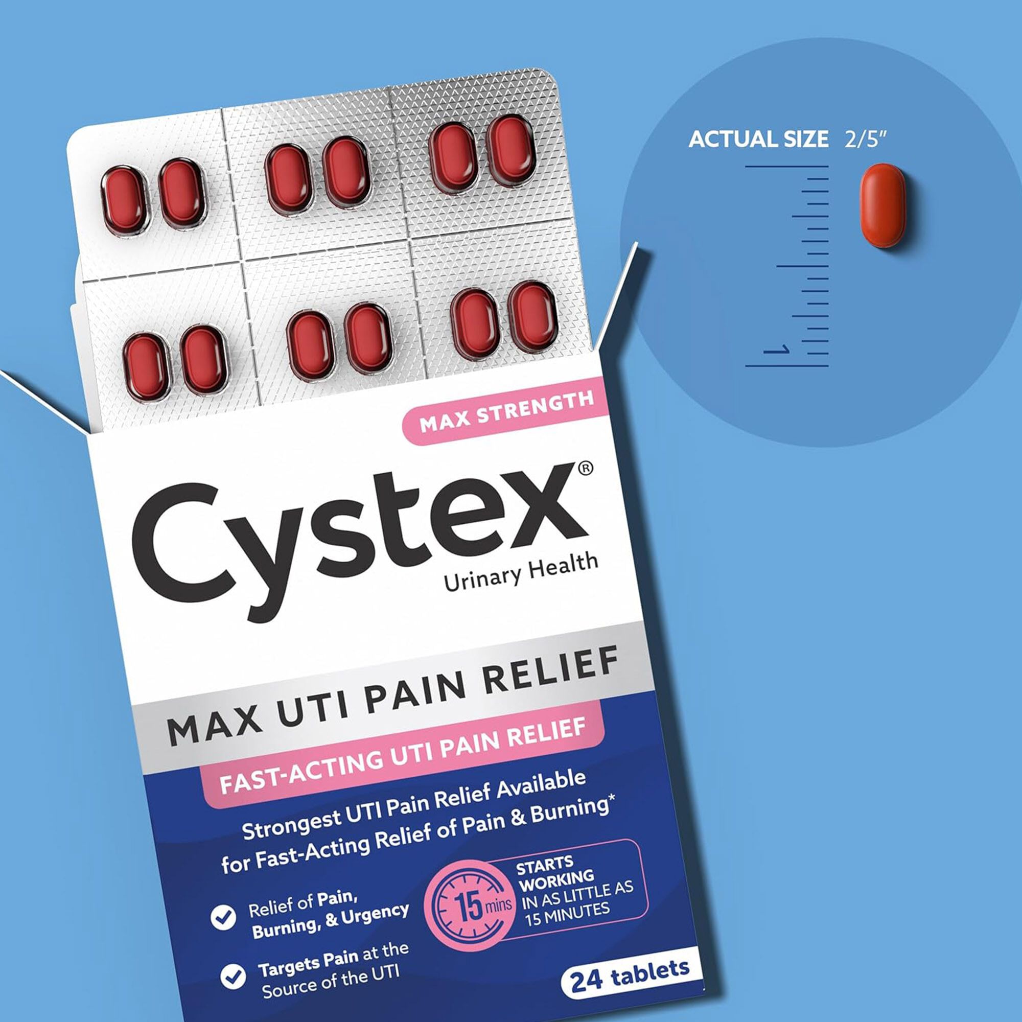 Cystex Max Strength UTI Pain Relief Tablets, 24 ct, , large